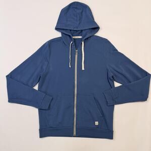 Marine Layer Hoodie Mens Medium Blue Full Zip Fleece Sweatshirt USA Made Logo